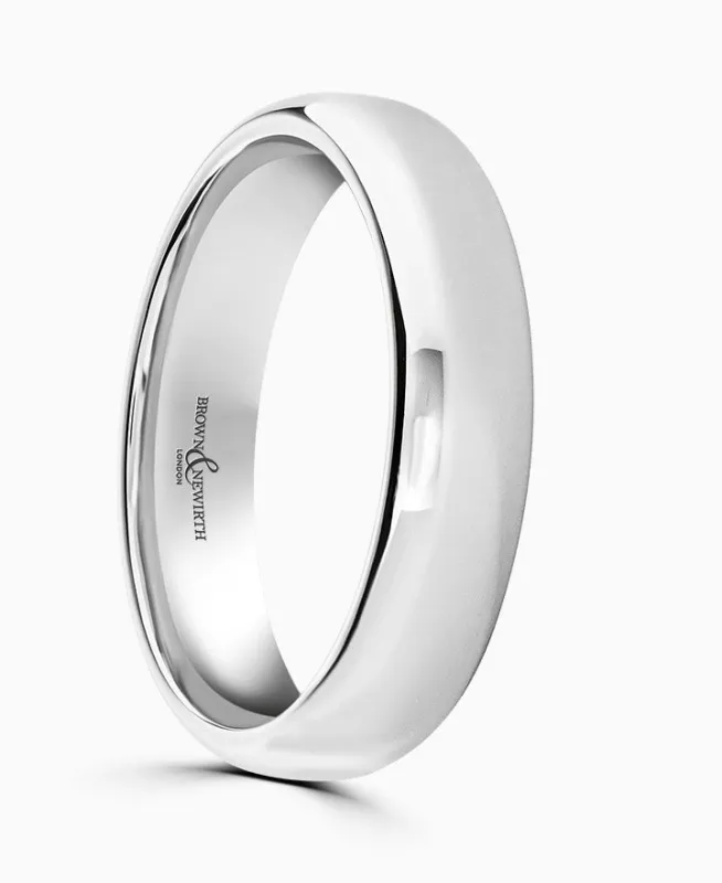 9ct White Gold 5mm Softened Court Wedding Ring made by C.W. Sellors