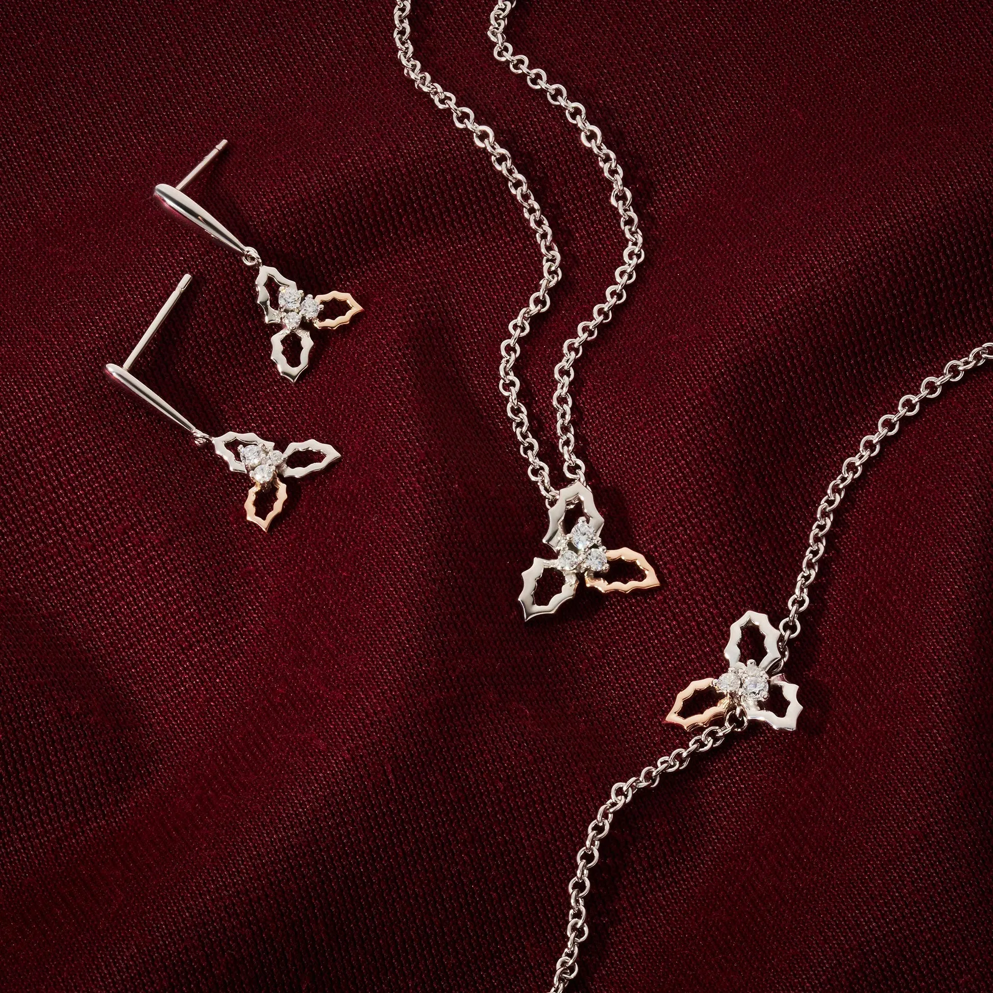 Clogau Christmas Sterling Silver Zirconia Holly Drop Earrings sold by C.W. Sellors product image thumbnail 2