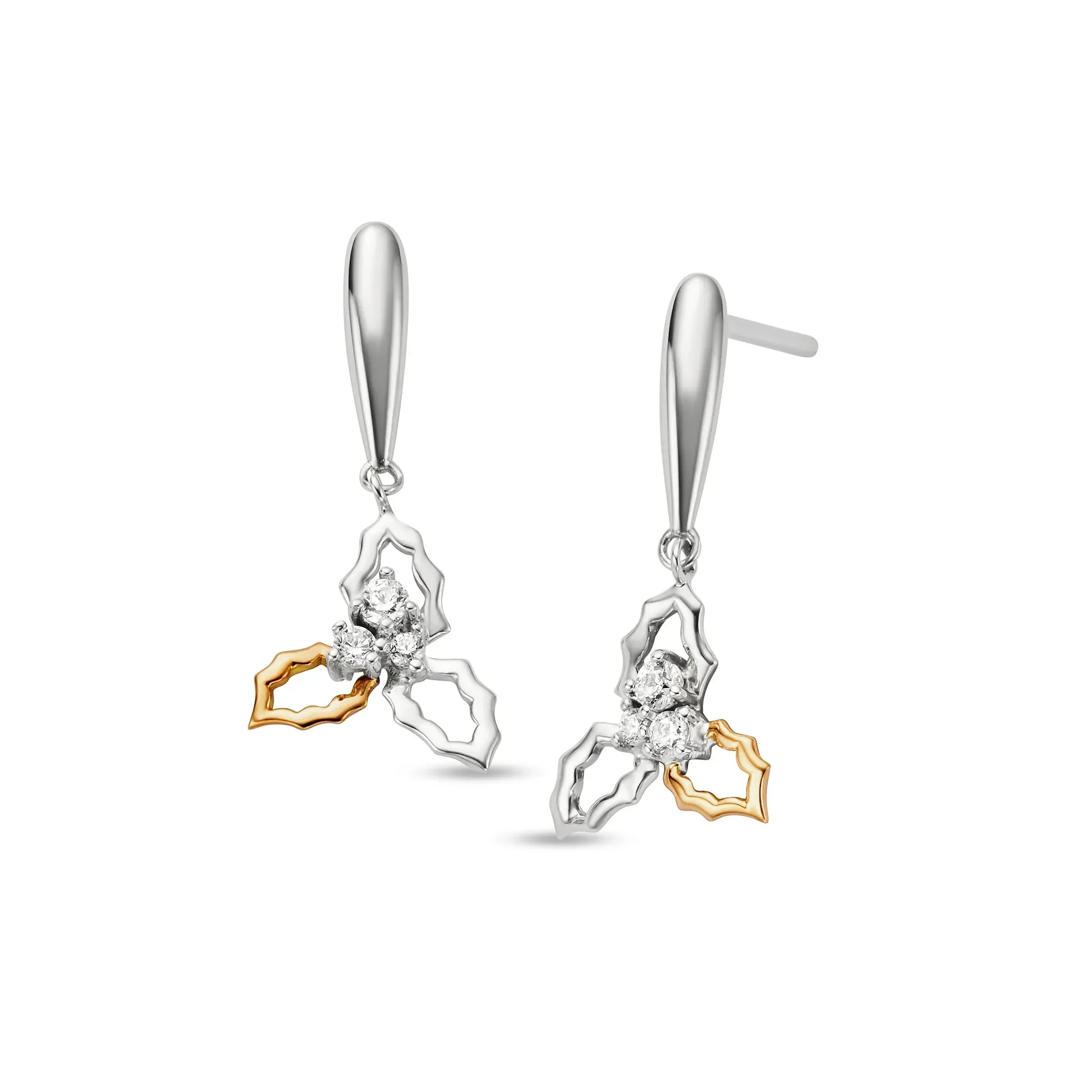 Clogau Christmas Sterling Silver Zirconia Holly Drop Earrings sold by C.W. Sellors