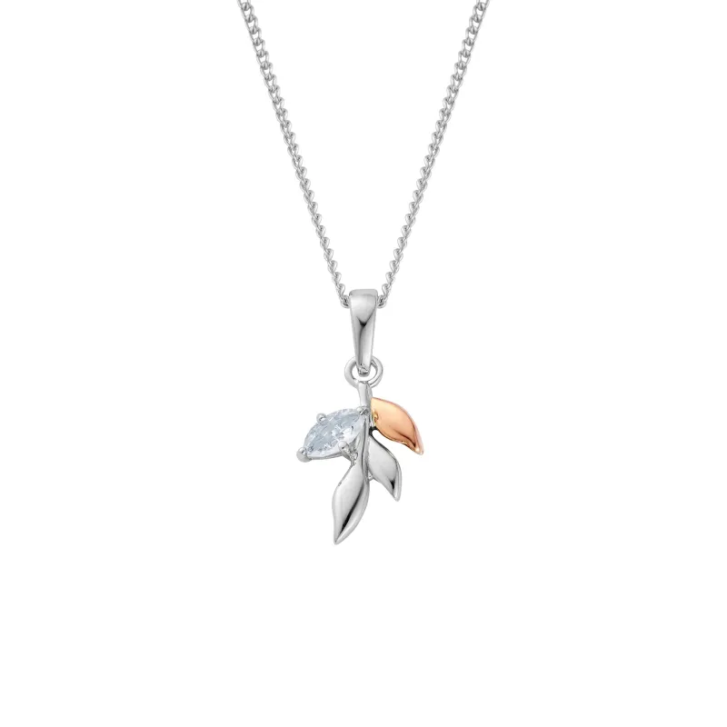 Royal Clogau Sterling Silver Topaz Leaf Pendant made by C.W. Sellors