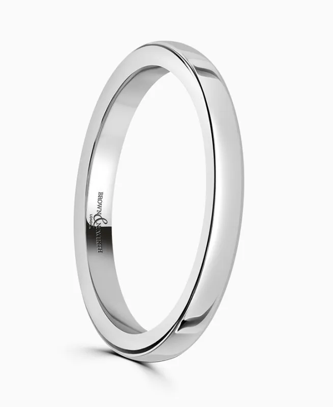 9ct White Gold 2mm Classic Court Wedding Ring made by C.W. Sellors