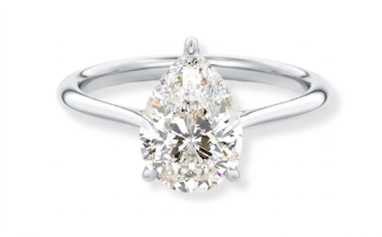 18ct White Gold 2.16ct Lab Grown Diamond Pear Cut Hidden Halo Engagement Ring made by C.W. Sellors