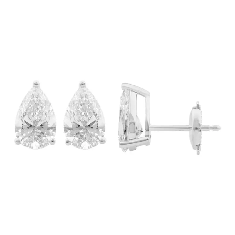 18ct White Gold 2ct Pear Cut Stud Earrings made by C.W. Sellors