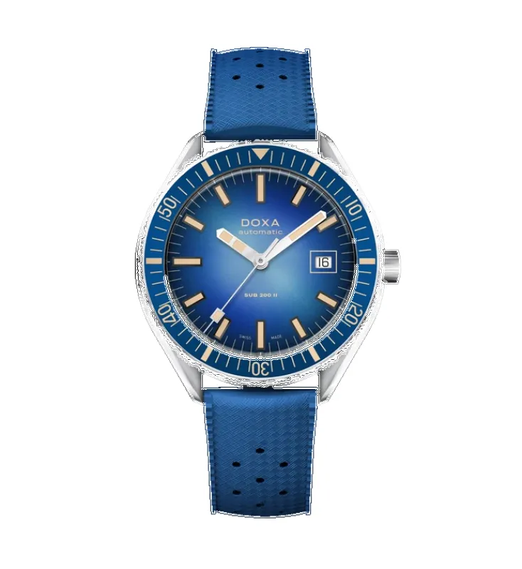 Doxa Sub 200 II Caribbean Blue Rubber Strap  Watch made by C.W. Sellors