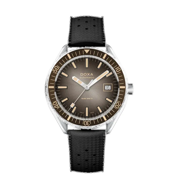 Doxa Sub 200 II Sharkhunter Vintage Grey Bezel Rubber Strap Watch sold by C.W. Sellors