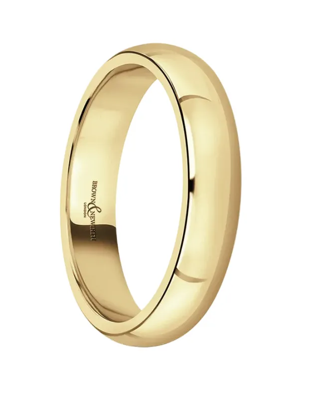 9ct Yellow Gold D-Shape 4mm Luxury Wedding Band made by C.W. Sellors