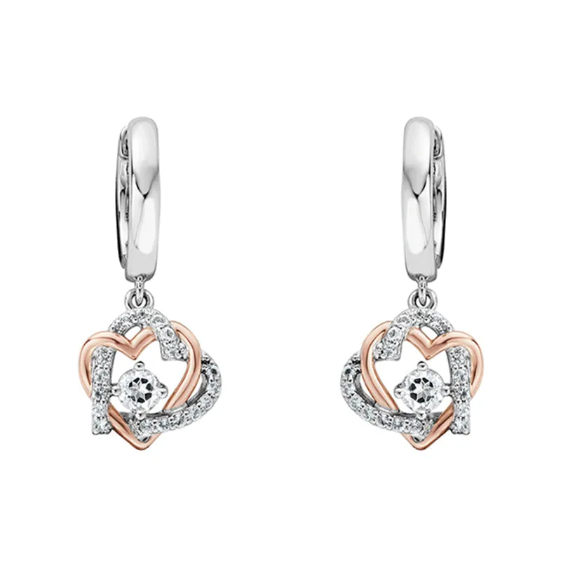 Clogau Always in my Heart Sterling Silver White Topaz Drop Earrings made by C.W. Sellors