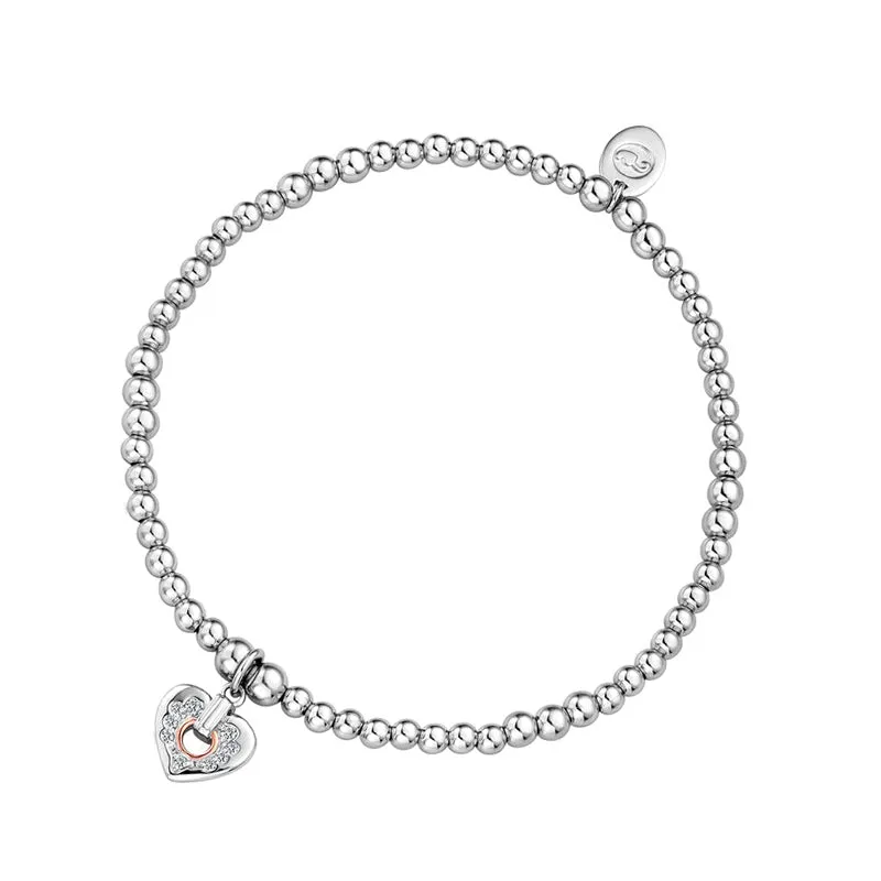 Clogau Cariad Sparkle Heart Affinity Sterling Silver Bead Bracelet 16.5-17.5cm made by C.W. Sellors
