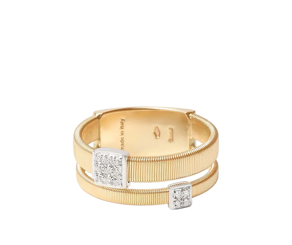 Marco Bicego Masai 18ct Yellow Gold Double Band Diamond Pavé Ring sold by C.W. Sellors