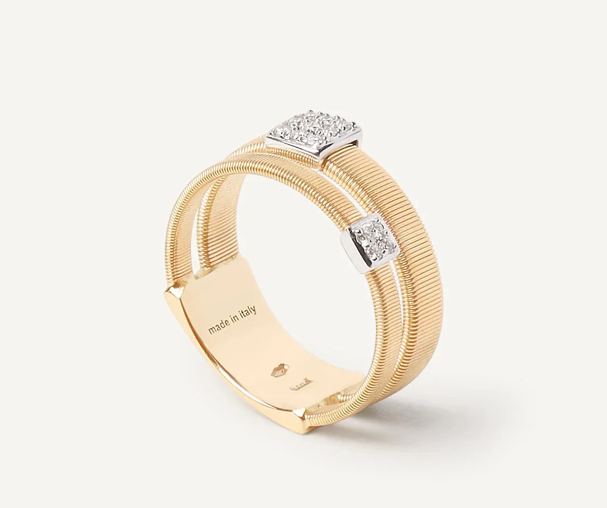 Marco Bicego Masai 18ct Yellow Gold Double Band Diamond Pavé Ring sold by C.W. Sellors product image thumbnail 2