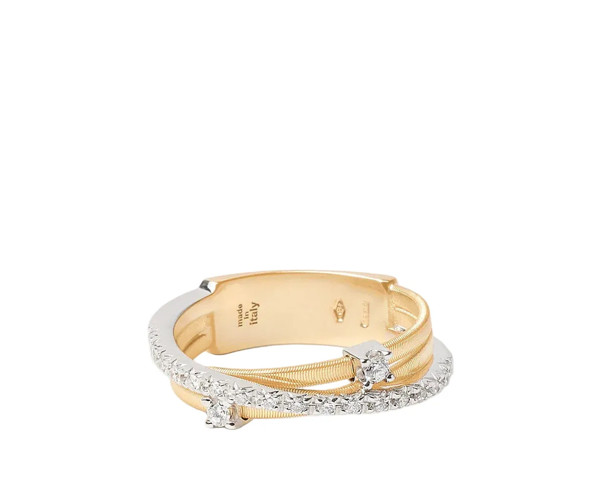 Marco Bicego Goa 18ct Yellow Gold 0.19ct Diamond Crossover Ring sold by C.W. Sellors