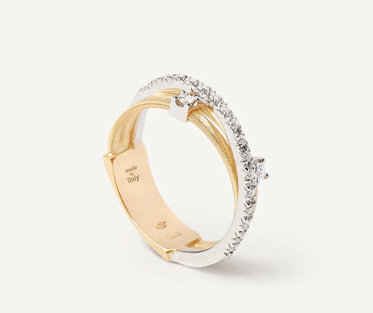 Marco Bicego Goa 18ct Yellow Gold 0.19ct Diamond Crossover Ring sold by C.W. Sellors product image thumbnail 2