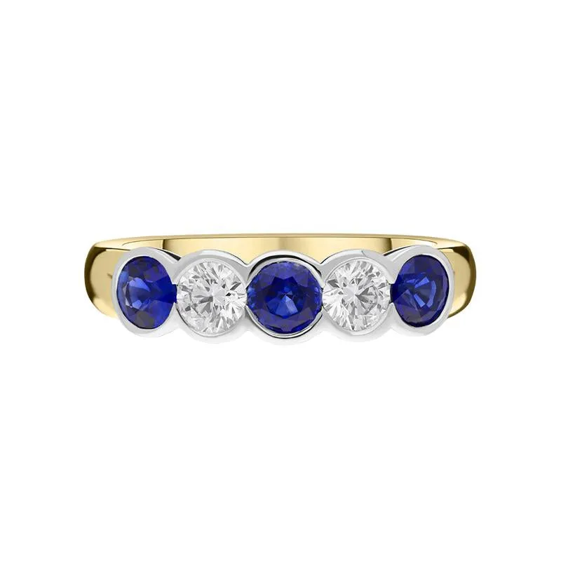 18ct Yellow White Gold 0.84ct Sapphire 0.40ct Diamond Half Eternity Ring sold by C.W. Sellors product image thumbnail 2