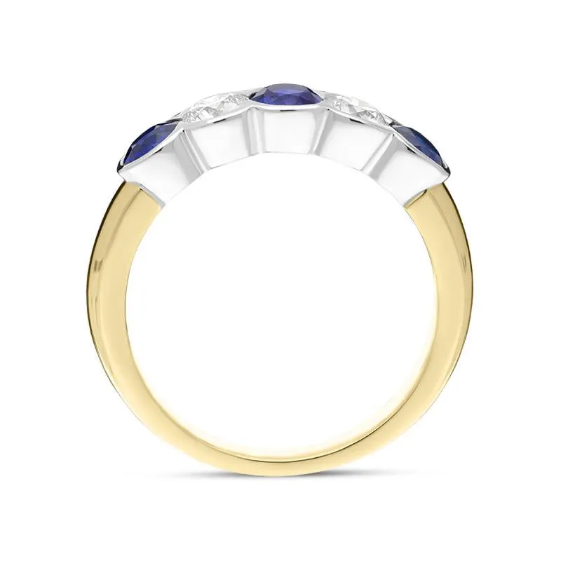 18ct Yellow White Gold 0.84ct Sapphire 0.40ct Diamond Half Eternity Ring sold by C.W. Sellors product image thumbnail 3