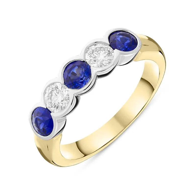 18ct Yellow White Gold 0.84ct Sapphire 0.40ct Diamond Half Eternity Ring sold by C.W. Sellors