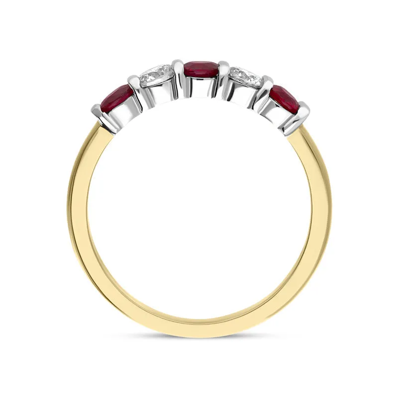 18ct Yellow Gold 0.62ct Ruby Diamond Half Eternity Ring sold by C.W. Sellors product image thumbnail 3