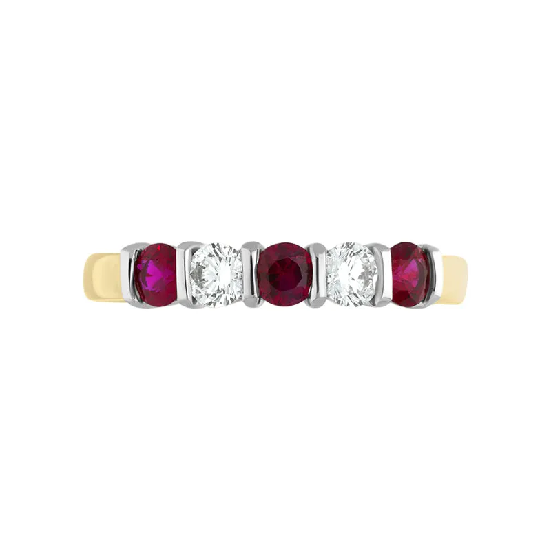 18ct Yellow Gold 0.62ct Ruby Diamond Half Eternity Ring sold by C.W. Sellors product image thumbnail 2