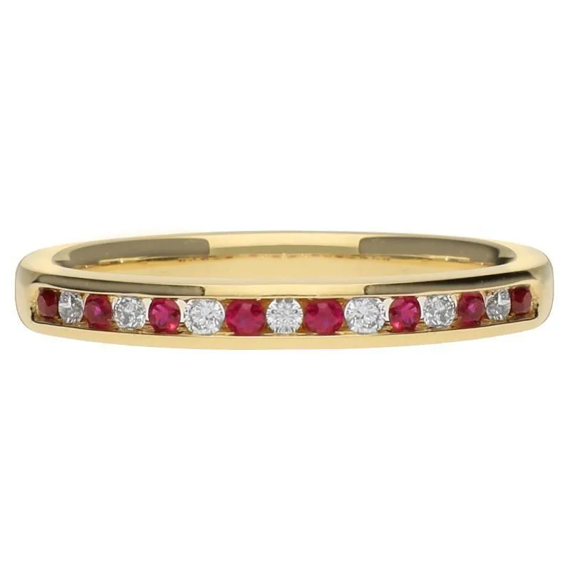 18ct Yellow Gold Ruby Diamond Half Eternity Ring sold by C.W. Sellors product image thumbnail 2
