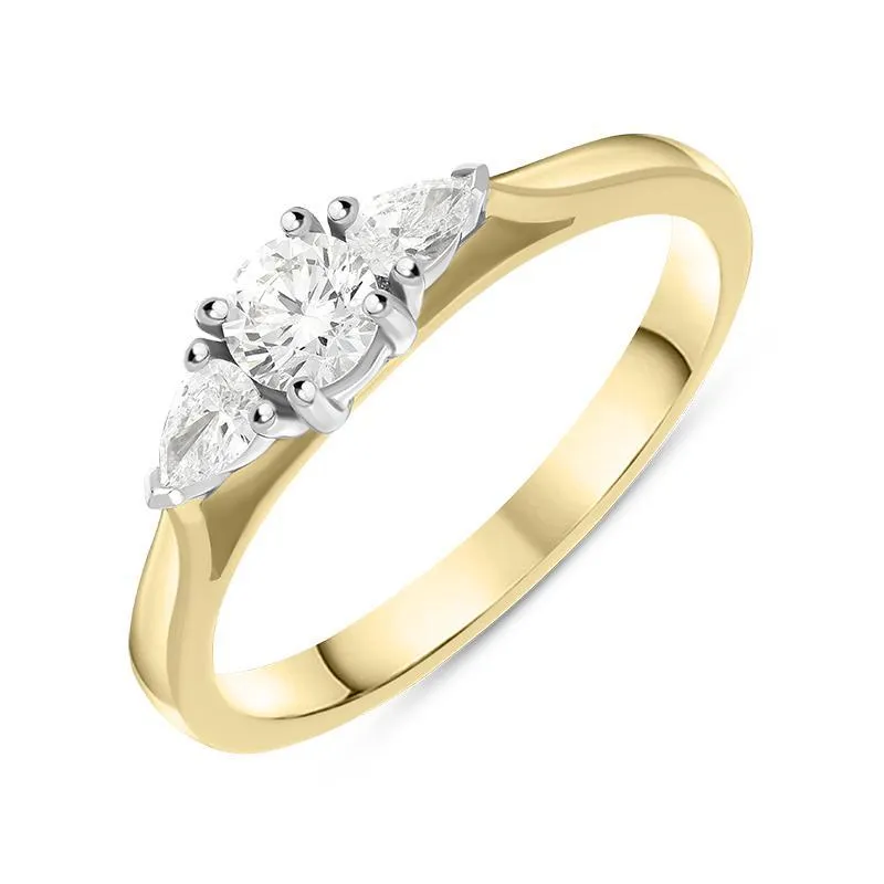 18ct Yellow Gold 0.46ct Diamond Trilogy Pear Cut Ring made by C.W. Sellors