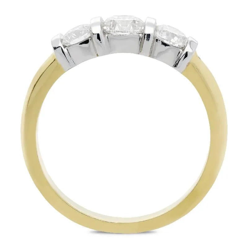 18ct Yellow Gold 1.18ct Diamond Trilogy Bar Set Ring sold by C.W. Sellors product image thumbnail 2