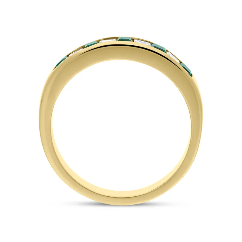 18ct Yellow Gold 0.24ct Emerald Diamond Princess Cut Half Eternity Ring sold by C.W. Sellors product image thumbnail 2
