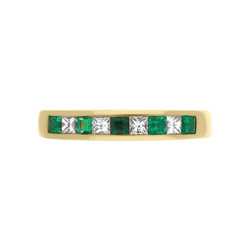 18ct Yellow Gold 0.24ct Emerald Diamond Princess Cut Half Eternity Ring sold by C.W. Sellors product image thumbnail 3