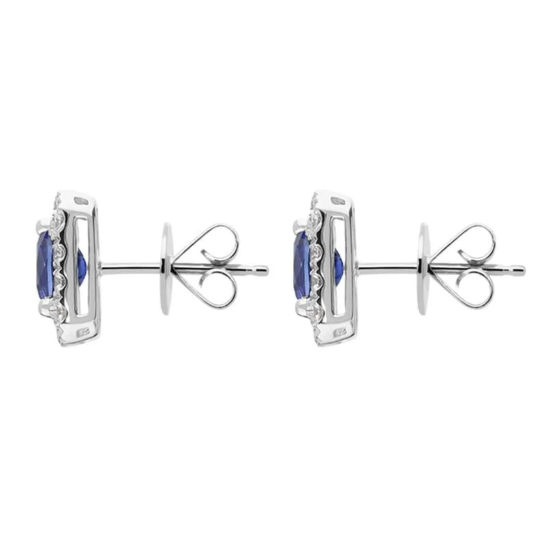 18ct White Gold 1.41ct Sapphire and Diamond Oblong Earrings sold by C.W. Sellors product image thumbnail 2