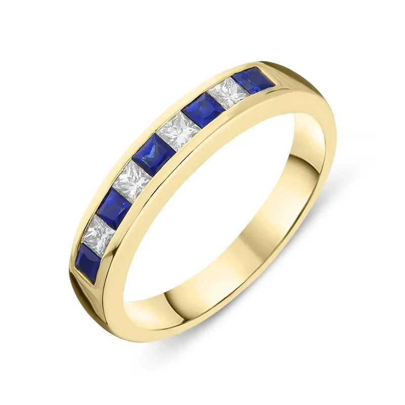 18ct Yellow Gold 0.32ct Sapphire 0.23ct Diamond Half Eternity Ring sold by C.W. Sellors