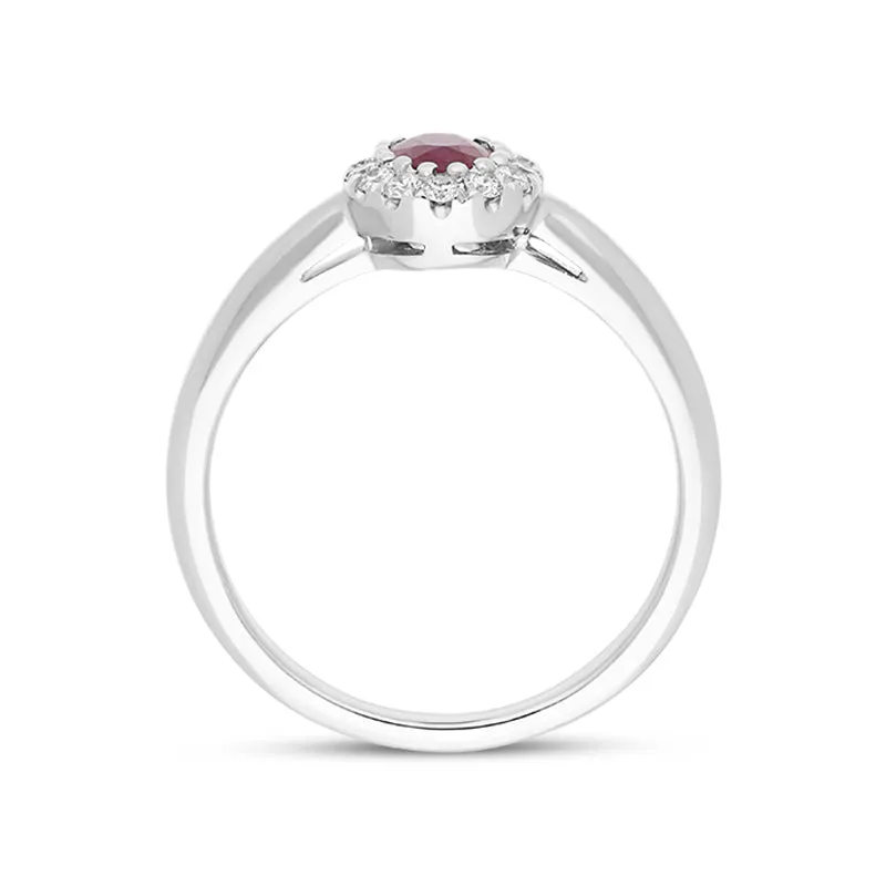 18ct White Gold 0.55ct Ruby Diamond Oval Ring sold by C.W. Sellors product image thumbnail 3