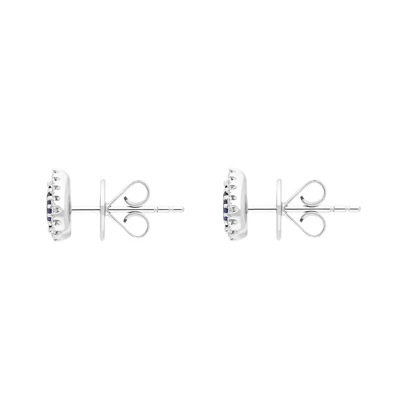 18ct White Gold 0.53ct Sapphire Diamond Pear Cut Cluster Earrings sold by C.W. Sellors product image thumbnail 2