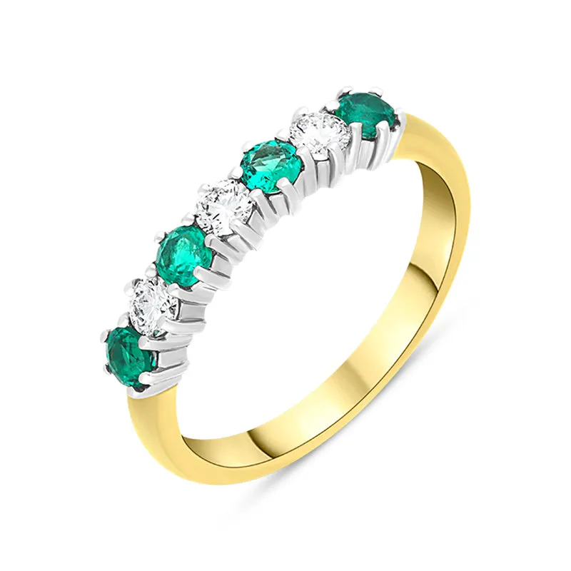 18ct Yellow Gold 0.34ct Emerald Diamond Half Eternity Ring made by C.W. Sellors