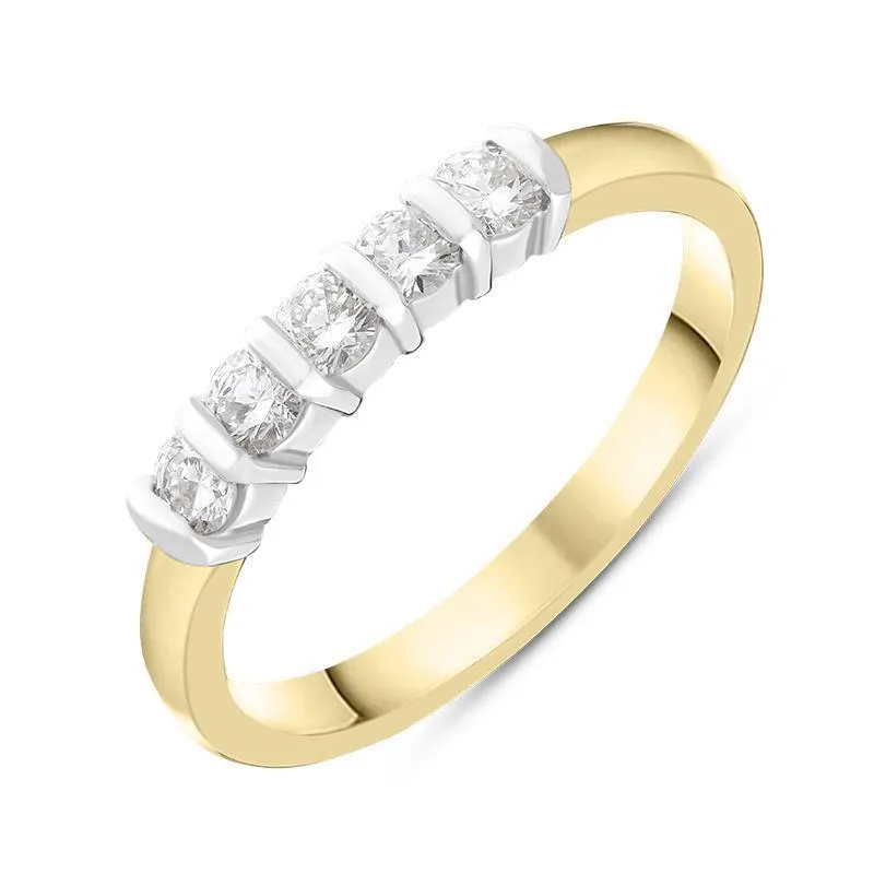 18ct Yellow Gold 0.35ct Diamond Five Stone Bar Set Wedding Ring made by C.W. Sellors