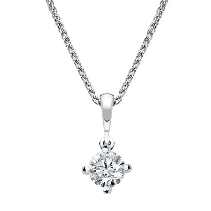 18ct White Gold 0.30ct Diamond Brilliant Cut Solitaire Necklace made by C.W. Sellors