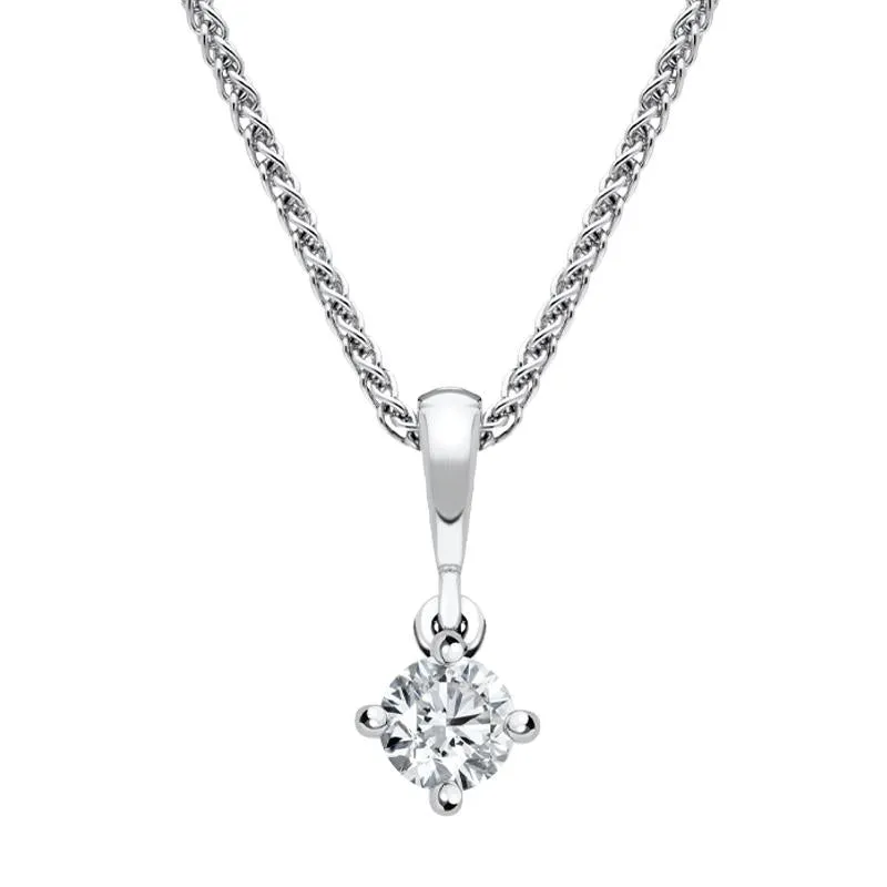 18ct White Gold 0.25ct Diamond Brilliant Cut Solitaire Necklace made by C.W. Sellors