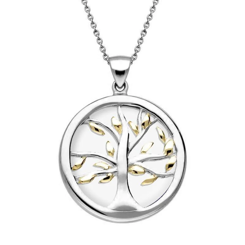 Sterling Silver Gold Plate Bauxite Medium Round Tree of Life Necklace made by C.W. Sellors