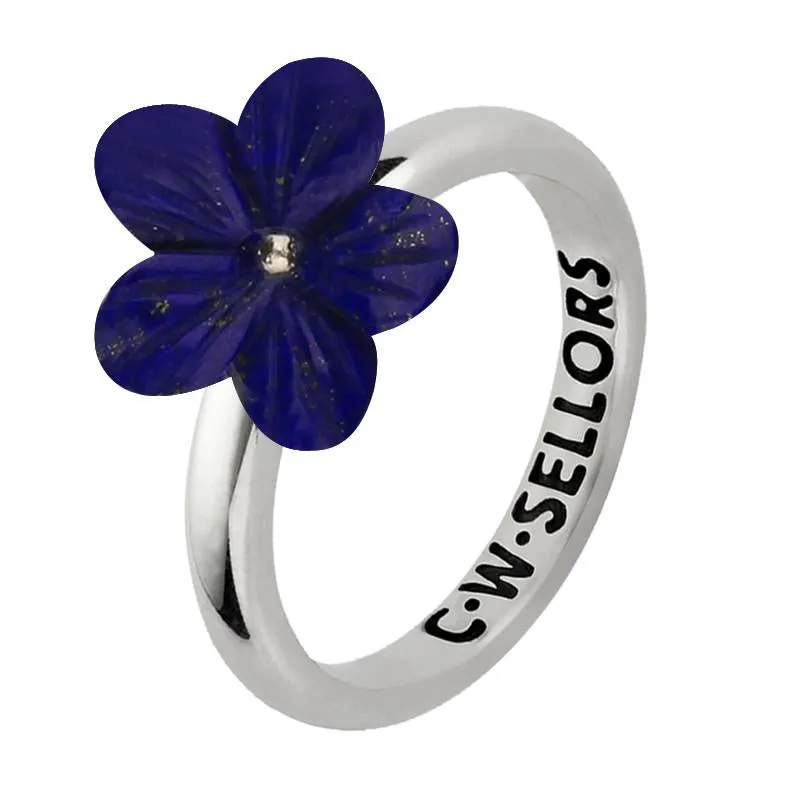Sterling Silver Lapis Lazuli Tuberose 12mm Pansy Ring sold by C.W. Sellors