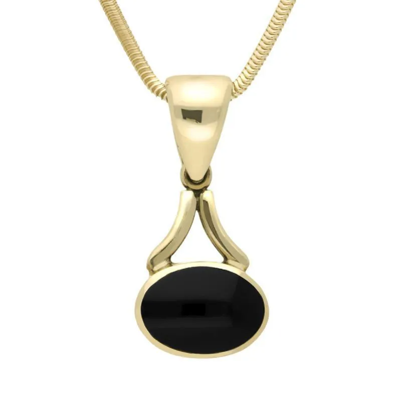 9ct Yellow Gold Whitby Jet Long Drop Necklace sold by C.W. Sellors