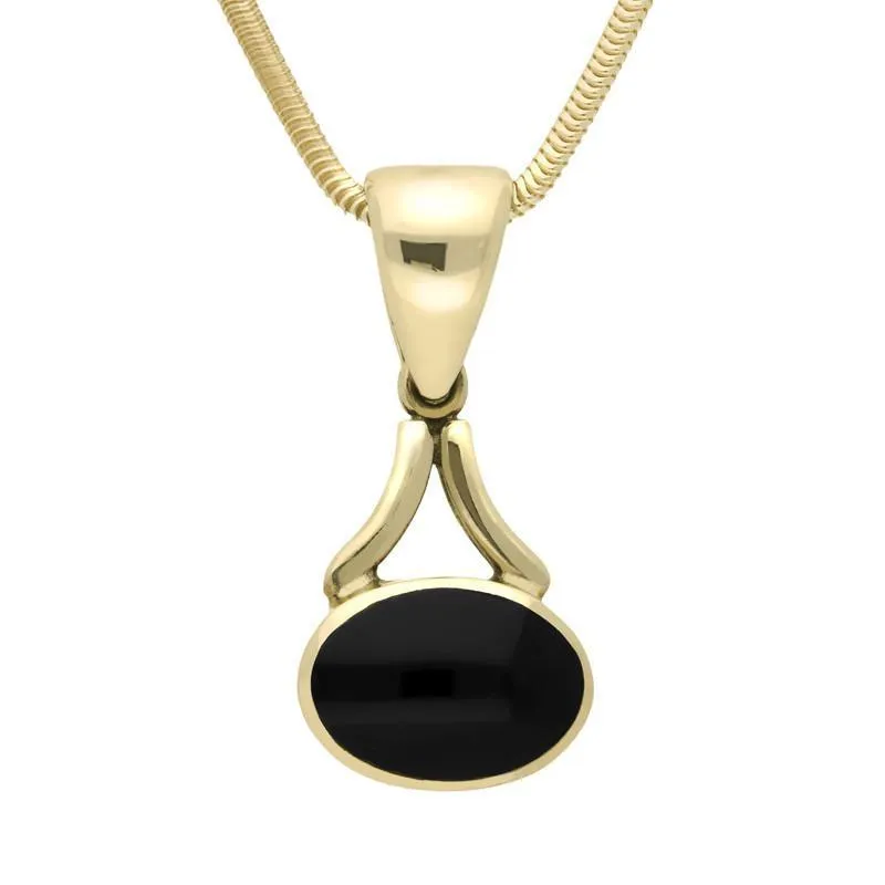 9ct Yellow Gold Whitby Jet Long Drop Necklace sold by C.W. Sellors