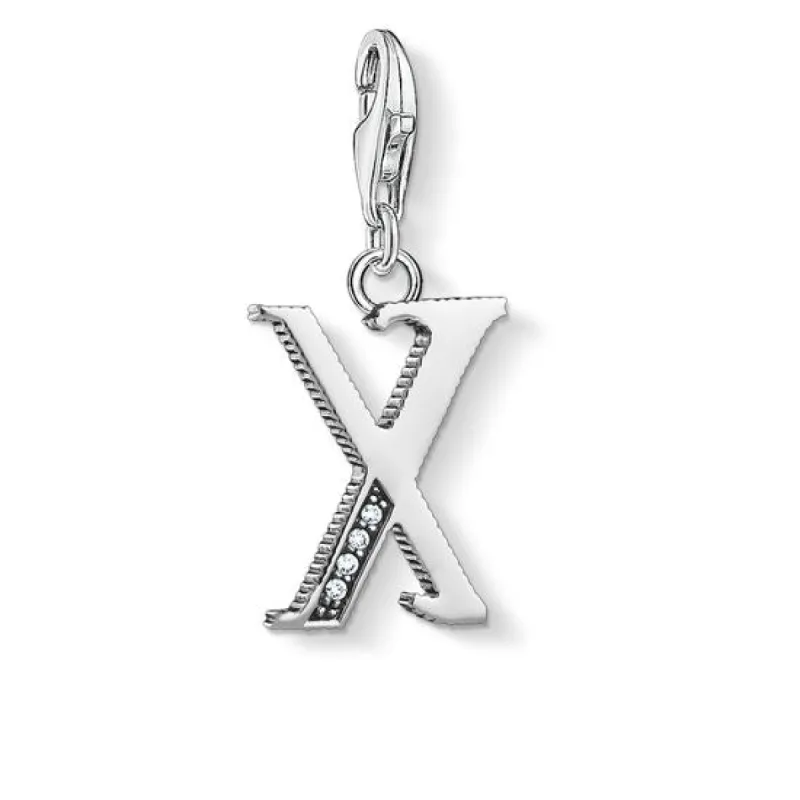 Thomas Sabo Charm Club Sterling Silver White Zirconia Letter X Charm D sold by C.W. Sellors