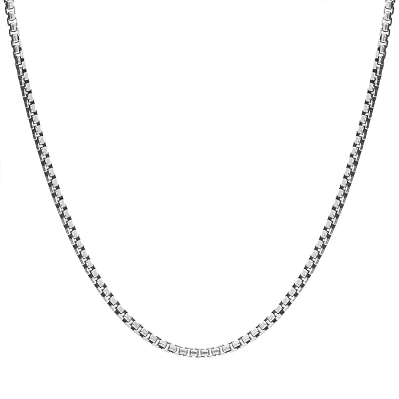 Sterling Silver 30 Inch Oxidised Rounded Box Chain sold by C.W. Sellors