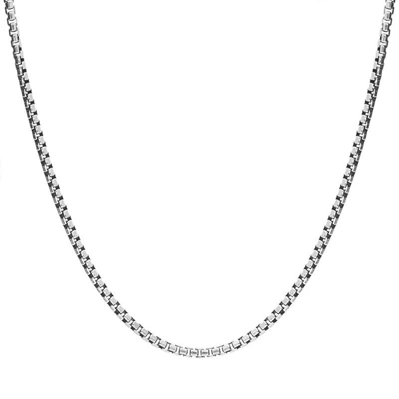 Sterling Silver 30 Inch Oxidised Rounded Box Chain sold by C.W. Sellors