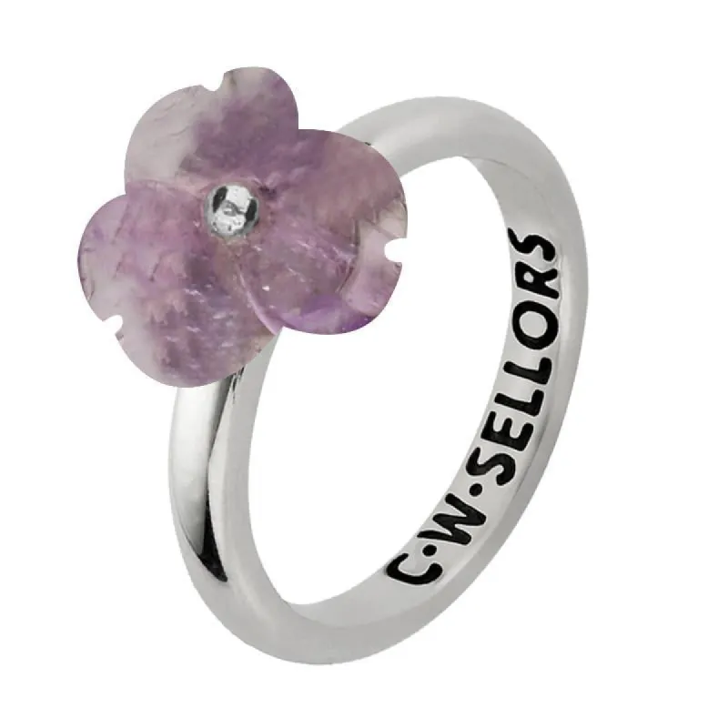 Sterling Silver Amethyst Tuberose 10mm Clover Ring sold by C.W. Sellors