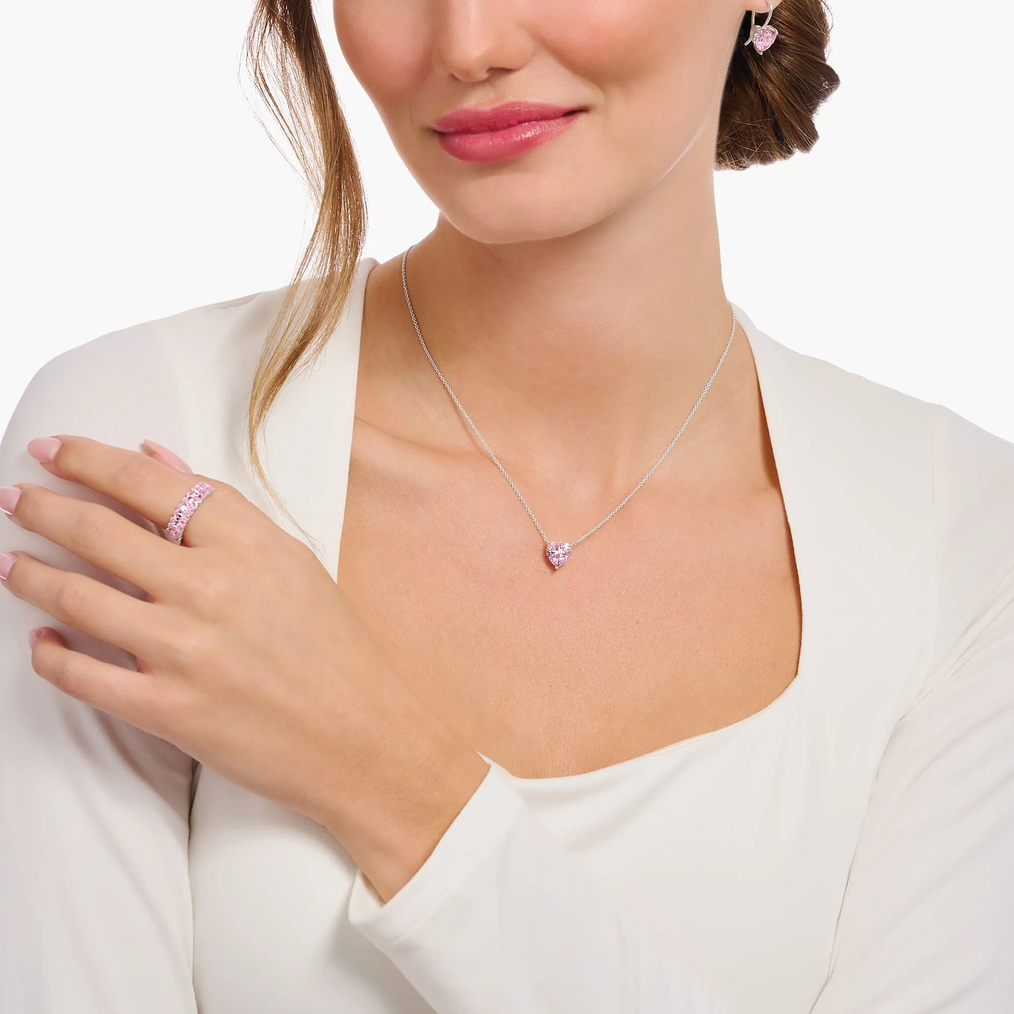 Thomas Sabo Sterling Silver Heart Pink Zirconia Necklace sold by C.W. Sellors product image thumbnail 2