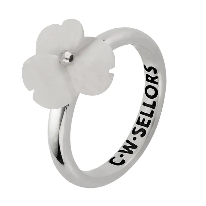 Sterling Silver White Agate Tuberose 10mm Clover Ring sold by C.W. Sellors