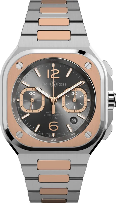 Bell & Ross BR 05 Chrono Grey Steel Gold Bracelet Watch made by C.W. Sellors