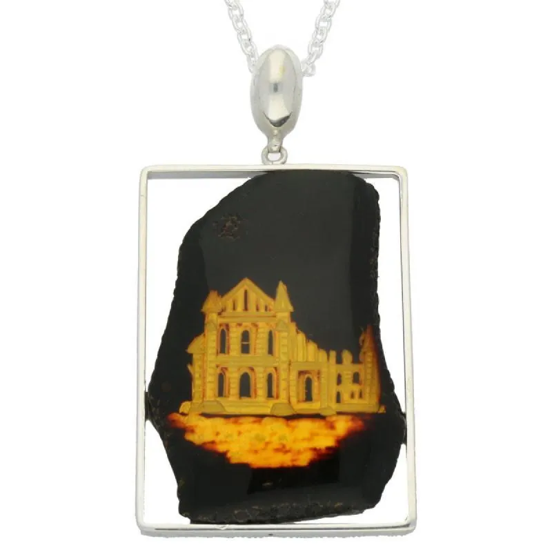Carved Organic Sterling Silver Amber Abbey Pendant D sold by C.W. Sellors