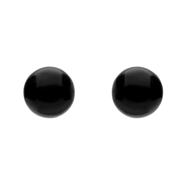Yellow Gold Whitby Jet 10mm Ball Stud Earrings sold by C.W. Sellors