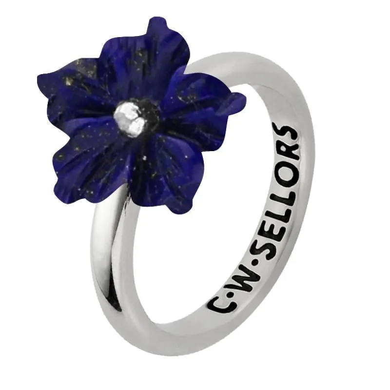 Sterling Silver Lapis Lazuli Tuberose 10mm Carnation Ring sold by C.W. Sellors
