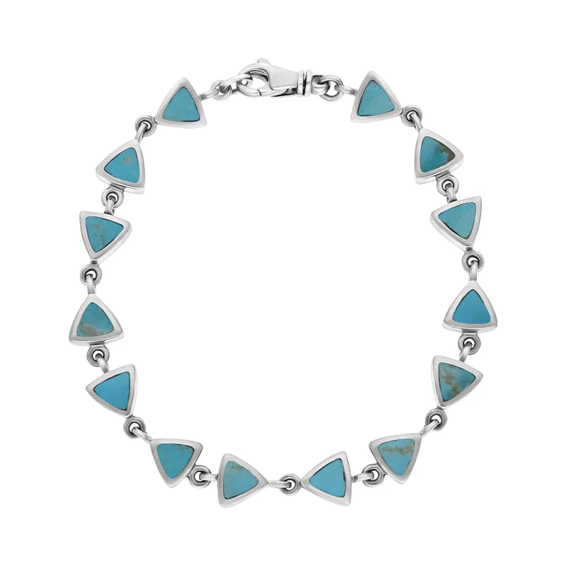 9ct White Gold Turquoise Curved Triangle Bracelet sold by C.W. Sellors