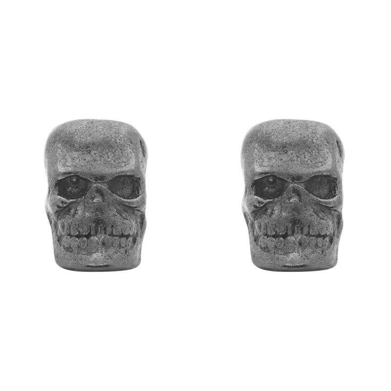 Sterling Silver Oxidised Skull Stud Earrings sold by C.W. Sellors